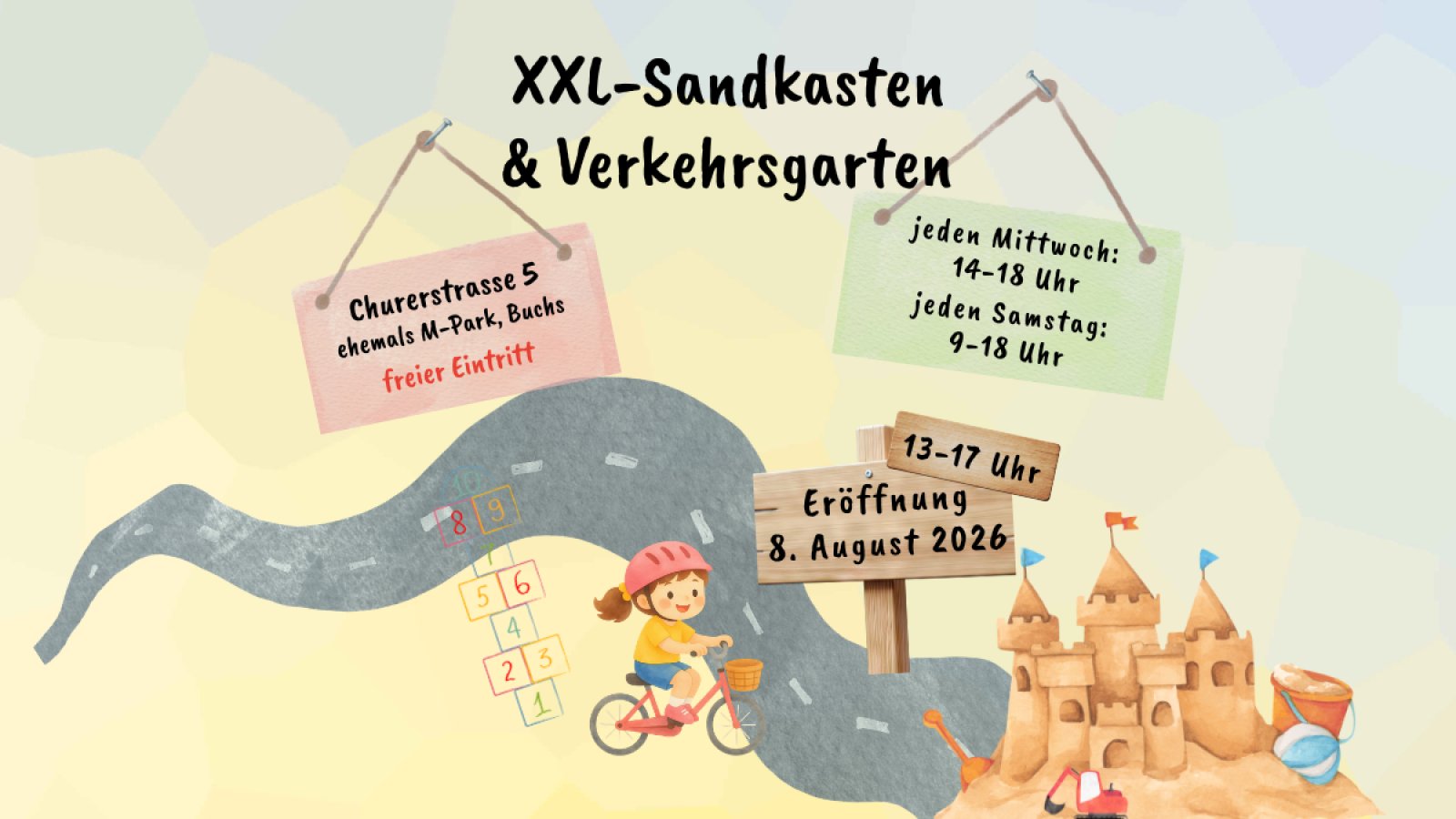 Eröffnung XXL-Sandkasten und Kinder-Verkehrsgarten in Buchs