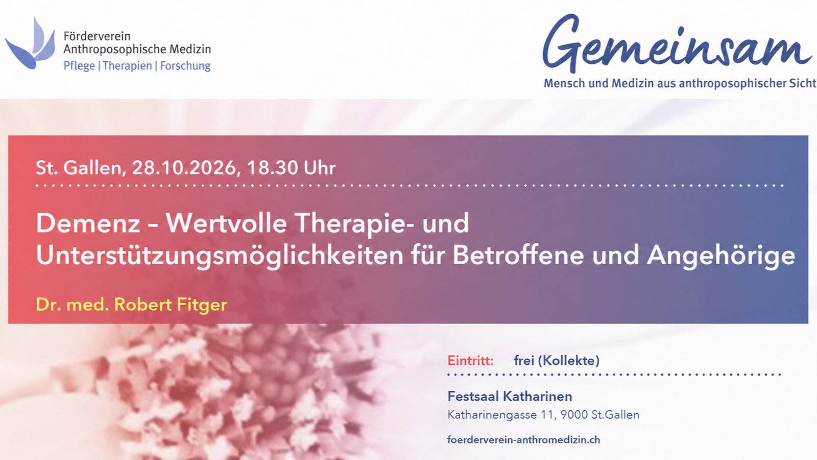 Demenz – Vortrag mit Dr. med. Robert Fitger in St. Gallen