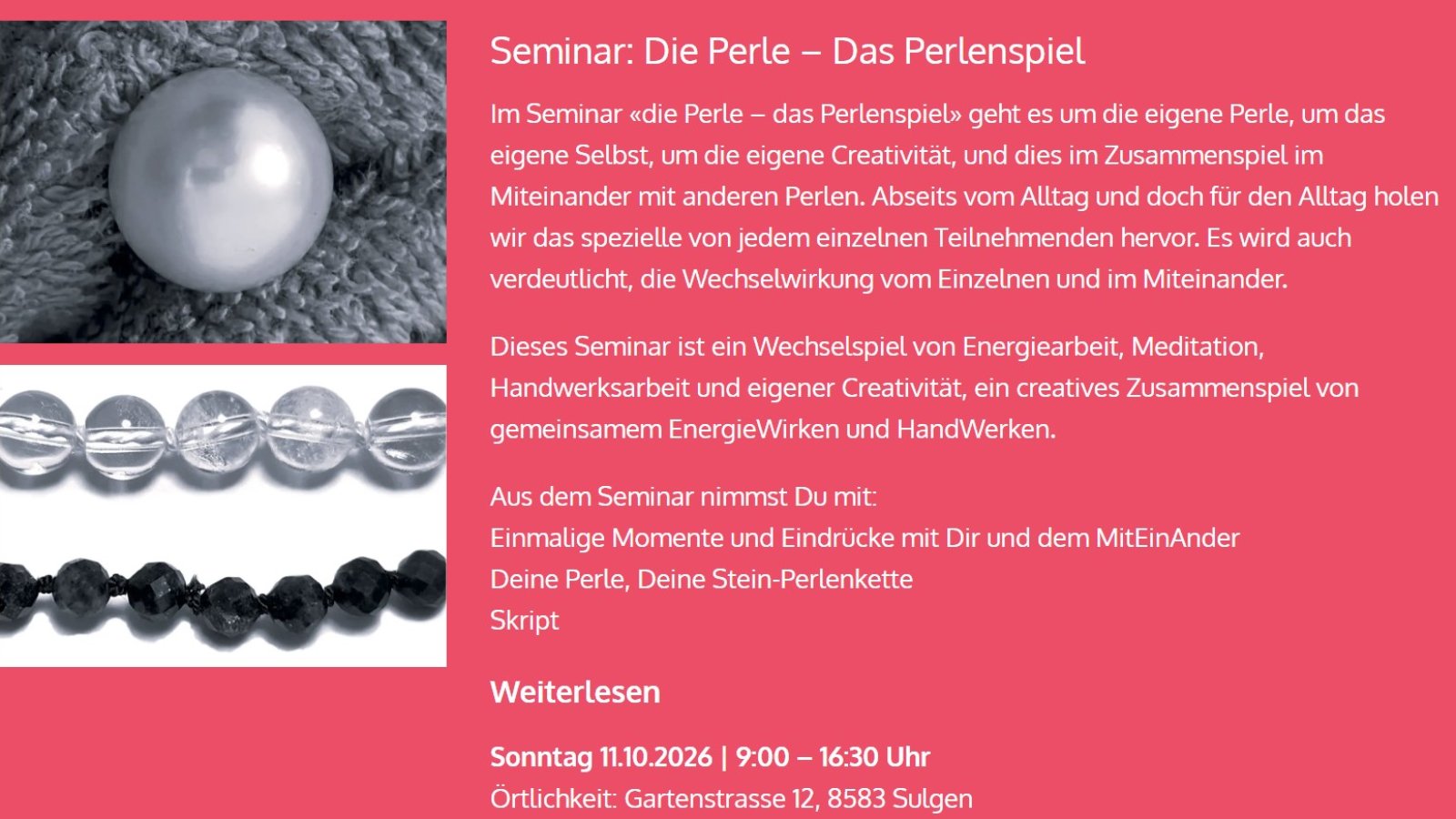 Seminar: Die Perle – Das Perlenspiel