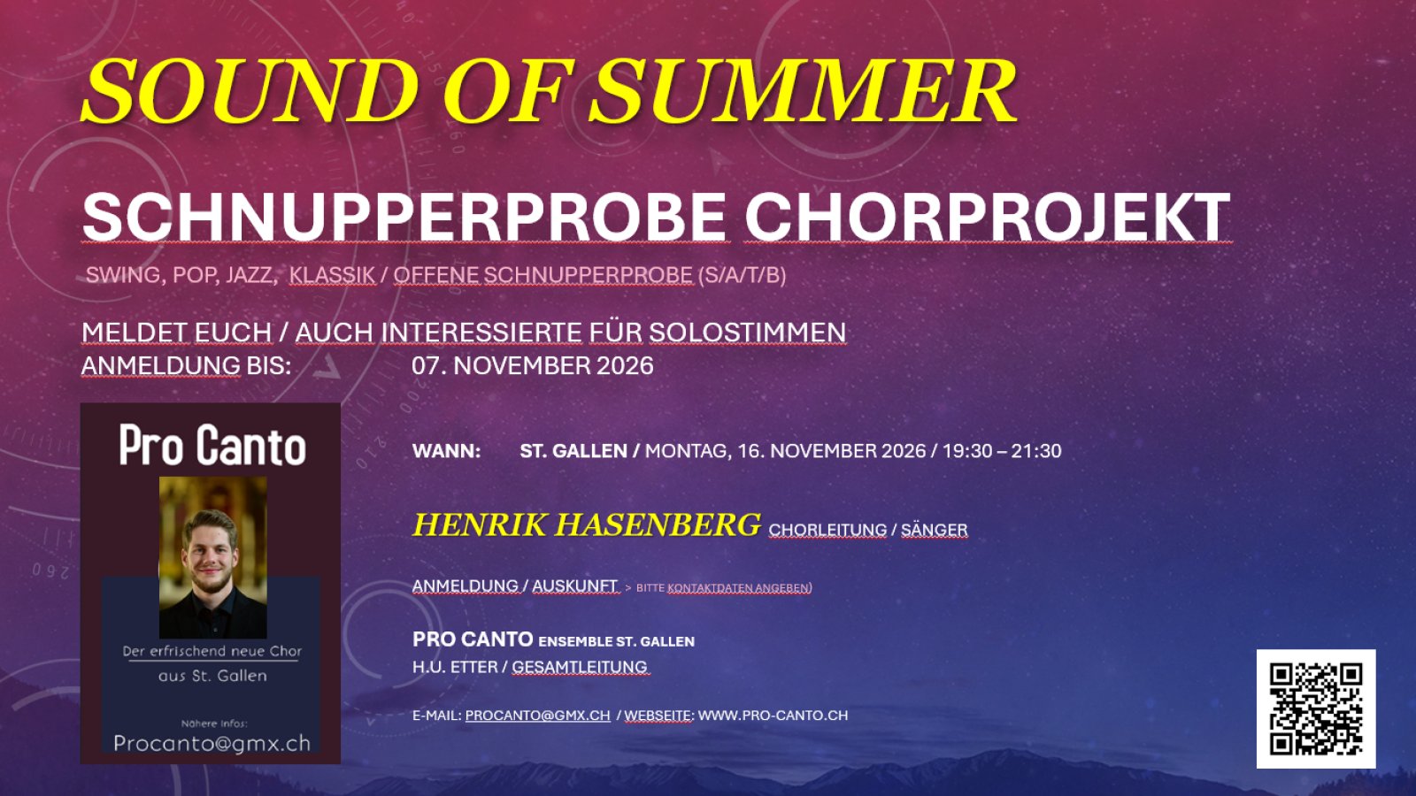 Schnupperprobe Pro Canto St Gallen